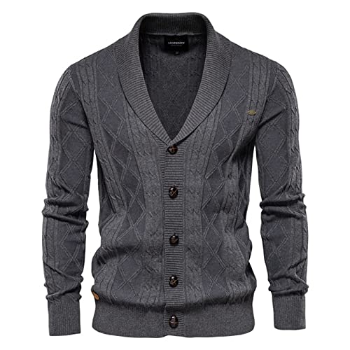 UNeedVog Herren Argyle Pullover Schalkragen Strickjacken Gegen Nackengestricke Strickjäle mit Knöpfen von UNeedVog