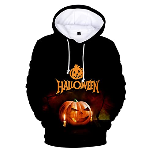 UNeedVog Herren Halloween Hoodie Horror Kürbis Muster Hoody Sweatshirt Casual Long Sleeve Pullover von UNeedVog