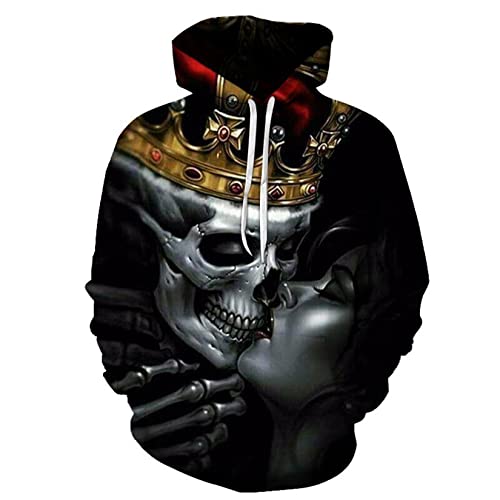 UNeedVog Herren Halloween Hoodies Horror Bedrucktes Paar Schädel Hoody Sweatshirt Langarm Pullover von UNeedVog