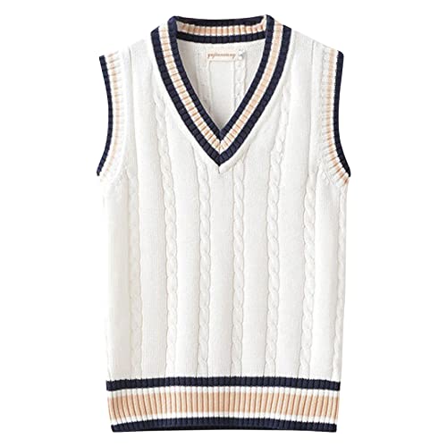 UNeedVog Herren V Hals Pullover Weste Strickpullover Westen Ärmellose Springer Uniformes Tanktop von UNeedVog
