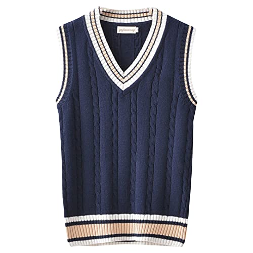 UNeedVog Herren V Hals Pullover Weste Strickpullover Westen Ärmellose Springer Uniformes Tanktop von UNeedVog