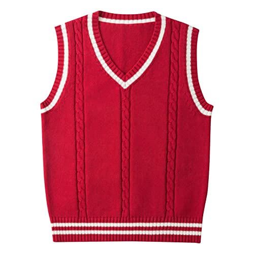 UNeedVog Herren V Hals Pullover Weste Strickpullover Westen Ärmellose Springer Uniformes Tanktop von UNeedVog