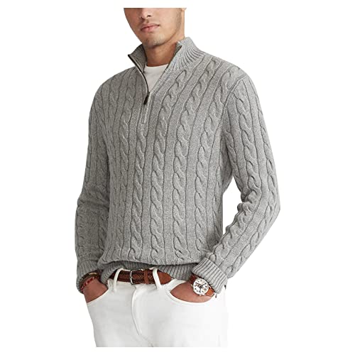 UNeedVog Herrenpullover Pullover Slim Quarter Reißverschluss Strick Rollkragenpullover Mock Hals Polo von UNeedVog