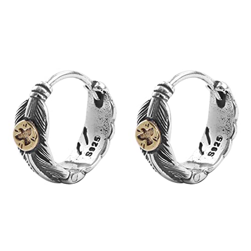 UNeedVog Ohrringe Aus Sterling Silber Reifen, Federreihe, Adlerohrringe, Biker -schmuck, Western Cowboy von UNeedVog