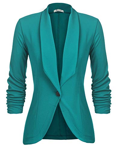 UNibelle Blazer Damen Business Elegant Sakko Longblazer 3/4 Arm lang Jacke Festlich Slim Fit, Grün, XL von UNibelle