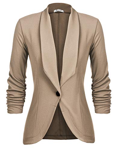 UNibelle Blazer Damen Elegant Sakko Sportlich Longblazer Business 3/4 Arm lang Jacke Festlich Slim Fit, Dunkel Khaki, XL von UNibelle