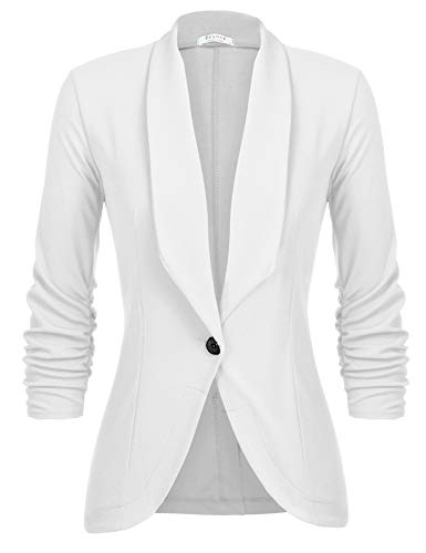 UNibelle Damen Casual Blazer 3/4 Arm Open Front Jacke Sportlich Elegant Sweatblazer Business Geschäft Weiß XXL von UNibelle