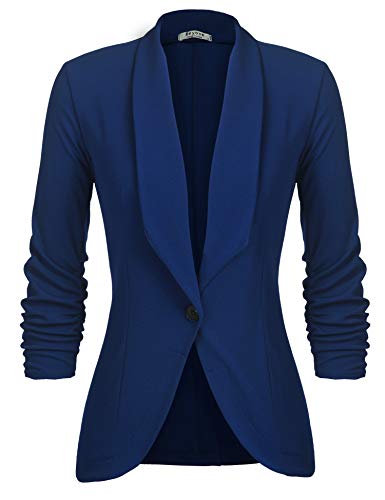 UNibelle Blazer Damen Elegant Sportlich Longblazer Business 3/4 Arm lang Jacke Slim Fit Sommer Königsblau S von UNibelle