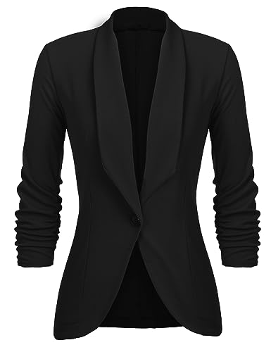 Unibelle Damen Blazer Cardigan Dünn 3/4 Längere Elegant Leicht Bolero Jacke Blazer Slim Fit Anzug Trenchcoat , A-schwarz, 38(Herstellergröße:M) von UNibelle