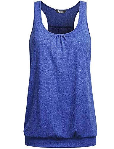 UNibelle Tank Top Damen Yoga Shirt Lauf Sporttop Unifarben Tanktop Ärmellos Racerback Fitness Oberteil, Blau, XXL von UNibelle