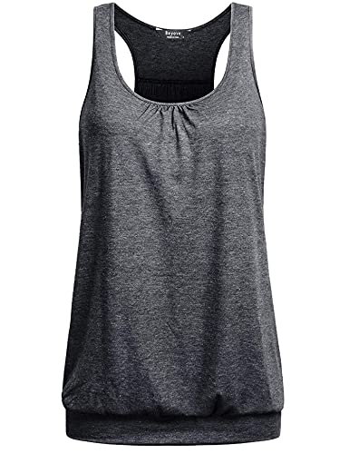 UNibelle Tank Top Damen Yoga Shirt Top Sport Tanktop Ärmellos Racerback Fitness Oberteil Training, Dunkelgrau, L von UNibelle