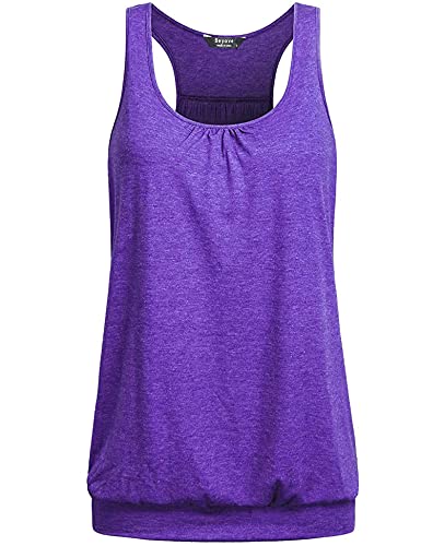 UNibelle Tank Top Damen Yoga Tolle Shirts Sport Racerback Lauf Tanktop Ärmellos Oberteil Basic-Top, Violett, XL von UNibelle