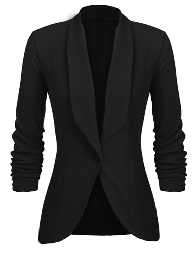 Unibelle Damen Blazer Cardigan Dünn 3/4 Längere Elegant Leicht Bolero Jacke Blazer Slim Fit Anzug Trenchcoat , A-schwarz, 44(Herstellergröße:XXL) von UNibelle
