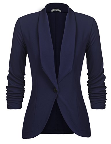 Unibelle Damen Blazer Cardigan Dünn 3/4 Längere Elegant Leicht Bolero Jacke Blazer Slim Fit Anzug Trenchcoat , Aa-navyblau, 38(Herstellergröße:M) von UNibelle