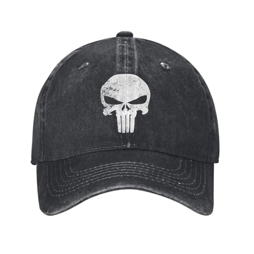 UOARQAUJ Comics Punisher Baseball Caps Vintage Distressed Denim Washed Frank Castle Daredevil Kopfbedeckung Unisex Outdoor Workouts Hut von UOARQAUJ