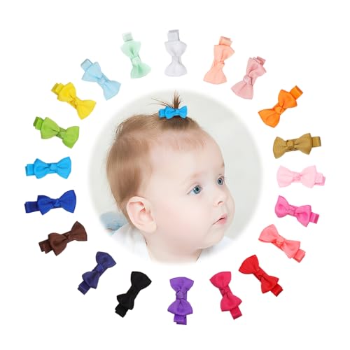 40 Stück Baby Haarspangen Kleine,Haarspangen Mädchen 1.55 Zoll Schleife Haarclips 20 Farben kinder Haarschmuck Haar Accessoire Baby Mädchen Säuglinge Kleinkinder Speziell für Neugeborene Feines Haar von UOCAI