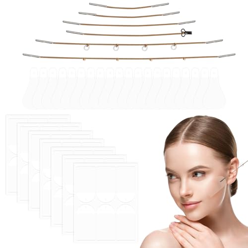 82 Face Lifting Tape,Face Tape Lifting Gesicht,Facelifting Aufkleber, Gesichtstape Gegen Falten invisible,V-Form Sofort facelift band,Eye Lift Tape Make-up Gesicht Lift Werkzeuge,82 Flicken+6 Hebeseil von UOCAI