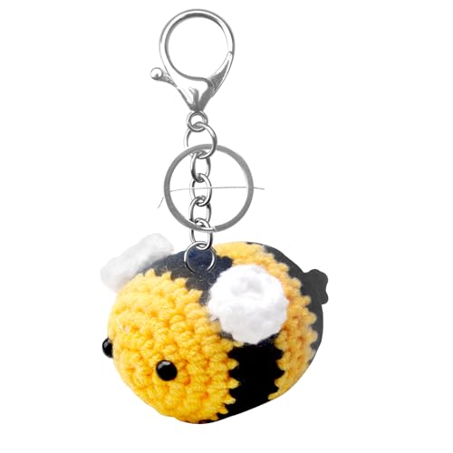 Schlüsselanhänger Süße gehäkelte Biene, Plüsch Hummel Schlüsselanhänger Plüsch Biene Hummel Anhänger Unisex Geflochtenes Schlüsselhalter Biene Schlüsselring von UOCAI