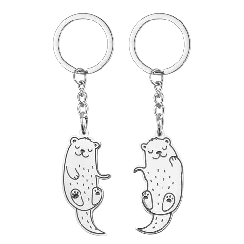 UOCAI 1 Paar Schlüsselanhänger Partner, Otter-Cartoon Niedliches Tier Schlüsselanhänger-Set Otter-Schlüsselanhänger süßer Tier-Schlüsselanhänger aus Metall Otter Liebhaber von UOCAI