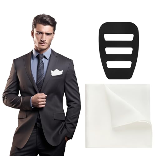 UOCAI 35 * 35 cm Einstecktuch Seide mit Halter, Seide Einstecktuch für Herren in Einfarbig Uni Weich für Hochzeit Smokings Anzüge Abendessen Jacken von UOCAI