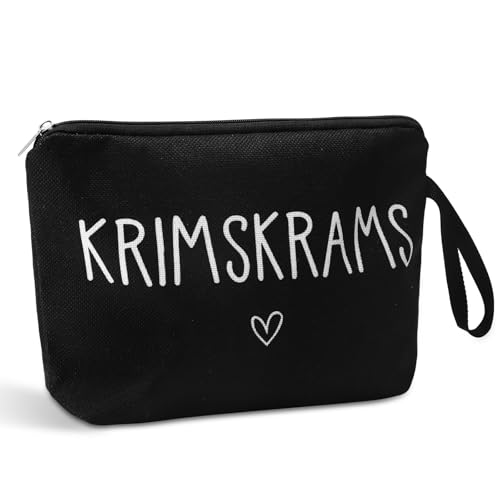UOCAI Kosmetiktasche Schminktasche Klein Kulturbeutel Mädchen Wasserfest Make up Bag für Damen Mädchen Kleiner Beutel mit Reißverschluss Kulturtasche Schminktäschchen mit Spruch Organizer Schwarz von UOCAI