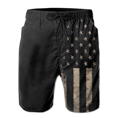 UOER Amerikanische Flagge Herren Badehose Schwarz USA Flagge Badeshorts US Flagge Board Shorts Badeanzüge Amerika Strandshorts, Weiss/opulenter Garten, Medium von UOER