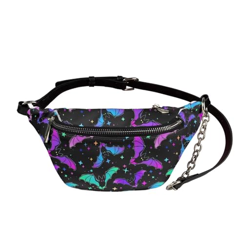 UOIMAG Bauchtasche für Damen, Retro-Hüfttasche, Leder, Crossbody-Brusttaschen, Galaxy Fledermäuse, Einheitsgröße von UOIMAG