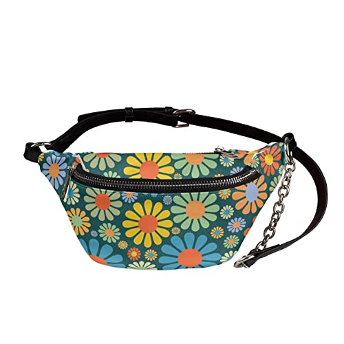 UOIMAG Bauchtasche für Damen, Retro-Hüfttasche, Leder, Crossbody-Brusttaschen, Hippie Blumen Gänseblümchen, Einheitsgröße von UOIMAG