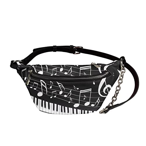 UOIMAG Bauchtasche für Damen, Retro-Hüfttasche, Leder, Crossbody-Brusttaschen, Musiknoten Klavier, Einheitsgröße von UOIMAG