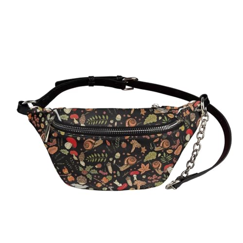 UOIMAG Bauchtasche für Damen, Retro-Hüfttasche, Leder, Crossbody-Brusttaschen, Pilze Schnecke Wald, Einheitsgröße von UOIMAG