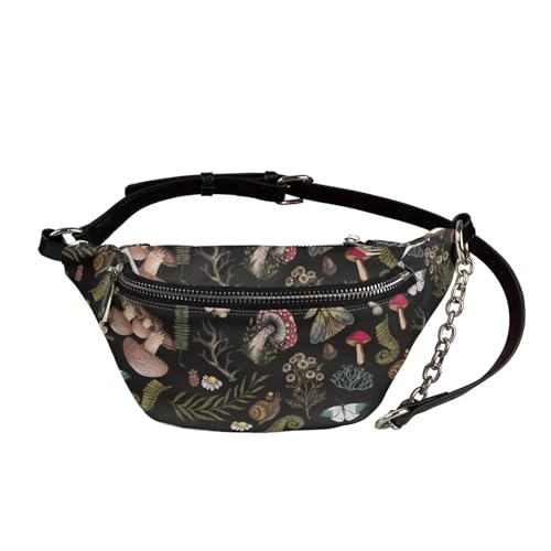 UOIMAG Bauchtasche für Damen, Retro-Hüfttasche, Leder, Crossbody-Brusttaschen, Pilze Wald, Einheitsgröße von UOIMAG