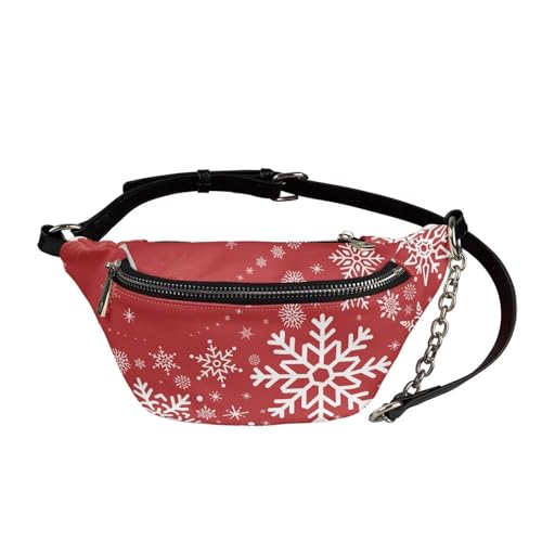 UOIMAG Bauchtasche für Damen, Retro-Hüfttasche, Leder, Crossbody-Brusttaschen, Weihnachten Schneeflocke Rot Weiß, Einheitsgröße von UOIMAG