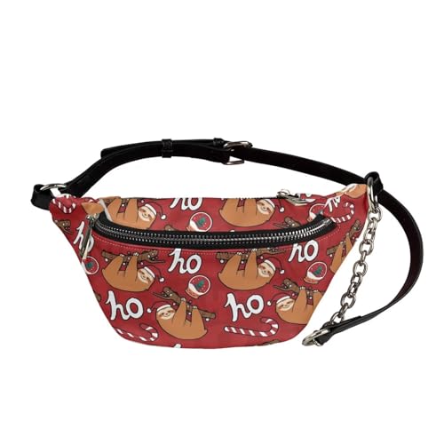 UOIMAG Bauchtasche für Damen, Retro-Hüfttasche, Leder, Crossbody-Brusttaschen, Weihnachtsfaultier Hohoho, Einheitsgröße von UOIMAG