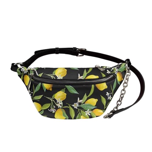 UOIMAG Bauchtasche für Damen, Retro-Hüfttasche, Leder, Crossbody-Brusttaschen, Zitrone Blumen, Einheitsgröße von UOIMAG