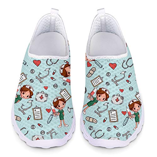 UOIMAG Blaue Krankenschwester Schuhe - Atmungsaktive Mesh Slip-On Turnschuhe für Frauen, Leichte Sportschuhe, Geschenk, 41EU von UOIMAG