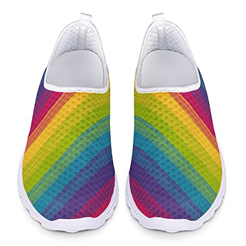 UOIMAG Bunte Streifen Krankenschwester Schuhe Regenbogen Print Fashion Sneaker Schuhe Leichte Slip On Schuhe Atmungsaktiv, 37EU von UOIMAG