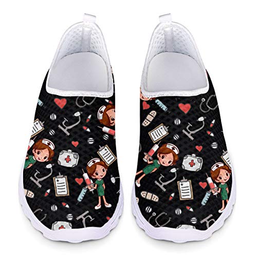 UOIMAG Damen Black Nurse Schuhe - Atmungsaktive Mesh Slip-On Flats - Leichte Sportschuhe 40EU von UOIMAG