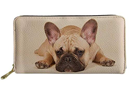 UOIMAG Damen-Geldbörse, lang, PU-Leder, Clutch, Kartenhalter, Organizer für Mädchen, Geschenktaschen, Französische Bulldogge (Beige) - UO-6150Z21-1 von UOIMAG