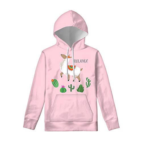UOIMAG Damen Hoodie Sweatshirt Weich Langarm Pullover T-Shirt mit Tasche Casual Tops Tunika Gr. 52, Llama Pink von UOIMAG