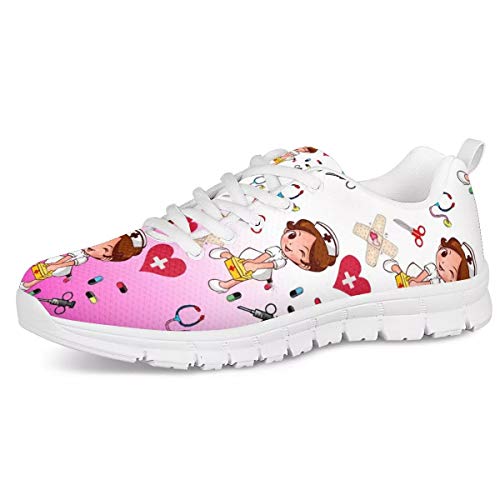 UOIMAG Damen Sneaker Schuhe Krankenschwester Medical Pattenr Laufschuhe Atmungsaktive Air Mesh Sportschuhe Flache Spitze Freizeitschuhe 37EU von UOIMAG