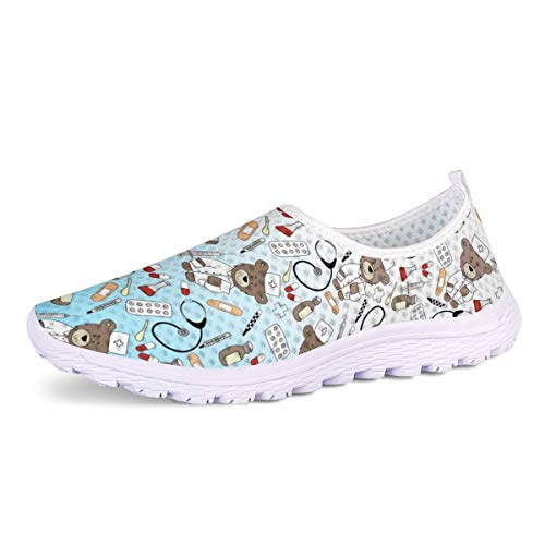 UOIMAG Damen Cartoon Krankenschwester Schuhe Mädchen Geschenk Casual Mesh Flat Sneaker 38EU von UOIMAG