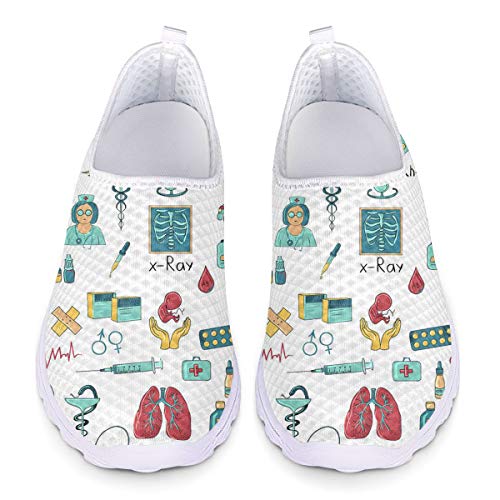 UOIMAG Frauen Geschenk Krankenschwester Schuhe Leichte Sport Sneaker Schuhe Flache Slip-On Schuhe Atmungsaktive Mesh Schuhe 39EU von UOIMAG