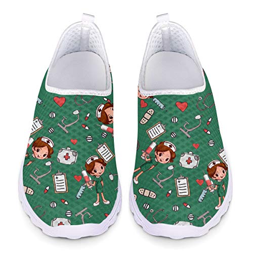 UOIMAG Frauen Krankenschwester Schuhe - Süße Grüne Slip On Casual Mesh Leichte Sport Turnschuhe 40EU von UOIMAG