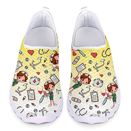 UOIMAG Gelbe Krankenschwester Schuhe für Frauen - Geschenk Casual Slip-On Atmungsaktive Mesh Flache Sport Sneaker 40EU von UOIMAG