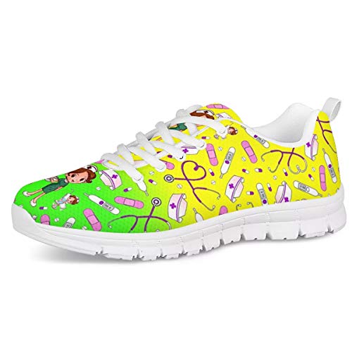 UOIMAG Gradient Medical Pattern Sneaker Schuhe Krankenschwester Trainer Frauen Mesh Lace Schuhe Flache Casual Sneakers Schuhe für Mädchen 42EU von UOIMAG