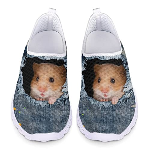 UOIMAG Hamster Mesh Schuhe für Frauen Männer 3D Print niedliche Tier Slip On Schuhe leicht Flache Freizeitschuhe, EU38 von UOIMAG