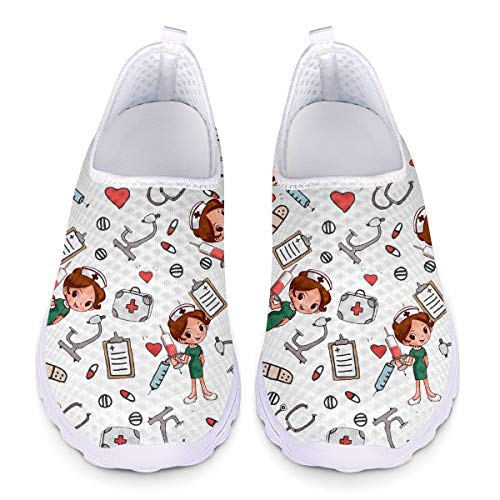 UOIMAG Krankenschwester Schuhe Geschenk für Frauen Mädchen Grau Slip On Schuhe Atmungsaktive Mesh Schuhe Flat Sport Sneaker 40EU von UOIMAG