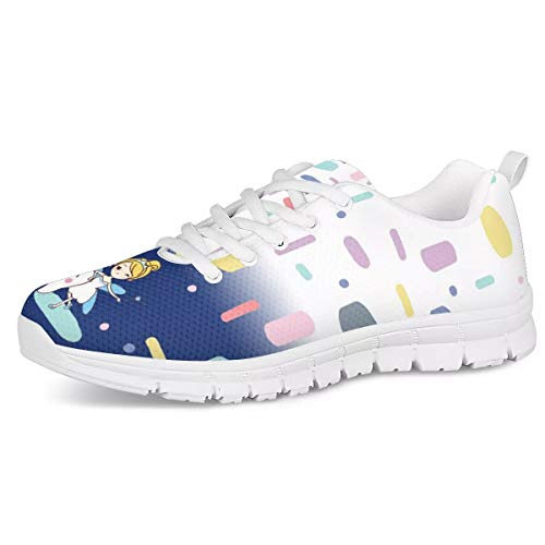 UOIMAG Mädchen Geschenk Sneaker Schuhe Zahn Fairty Mental Pattern Trainer für Frauen Weiche Wanderschuhe Schnüren Sie Flache Freizeitschuhe 40EU von UOIMAG