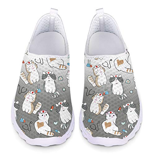 UOIMAG Nette Katze Krankenschwester Schuhe Frauen Casual Trainer Schuhe Mode Sneaker Schuhe Leichte Slip On Schuhe 40EU von UOIMAG