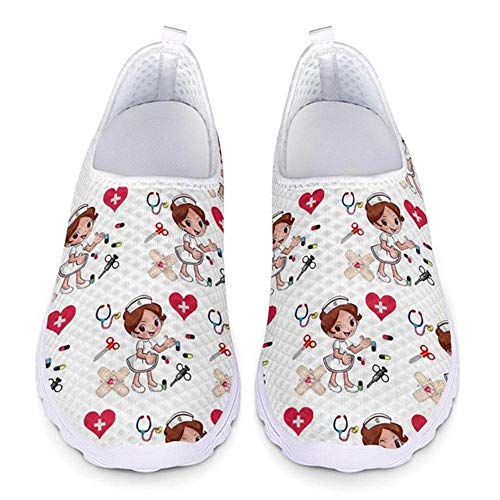 UOIMAG Nette Krankenschwester Schuhe Frauen Geschenk Slip On Krankenschwester Schuhe Atmungsaktive Mesh Schuhe Leichte Sport Turnschuhe 43EU von UOIMAG